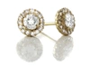 ARIANA RABBANI DIAMOND SOLITAIRE STUD EARRINGS WITH PAVE DIAMONDS YELLOW GOLD