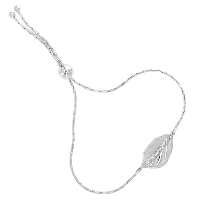 Vir Jewels 1/20 Cttw Diamond Bolo Bracelet .925 Sterling Silver Leaf Adjustable Length In Grey