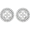 Pompeii3 7/8ct Double Halo Diamond Earring Jackets 14k White Gold (for 8mm Pearls) In Silver