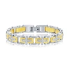 Blackjack Mens Stainless Steel Two-tone Cz Cross Link Bracelet In White