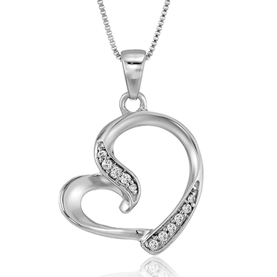 Vir Jewels 1/20 Cttw Heart Shape Diamond Pendant Necklace 14k White Gold With 18 Inch Chain In Silver