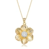 GENEVIVE Yellow Gold Plated Flower Shaped White Cubic Zirconia Pendant Necklace