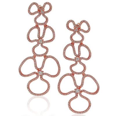 Suzy Levian Cz Flower Drop Dangle Earrings In Rose