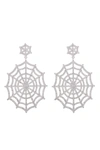 Eye Candy La Jocelyn Web Cz Crystal Drop Earring In Silver