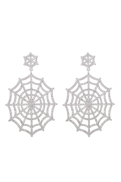 Eye Candy La Jocelyn Web Cz Crystal Drop Earring In Silver