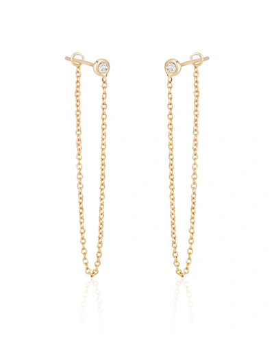 Ariana Rabbani Bezel-set Diamond Chain Earrings (3" Drop) Yellow Gold In White