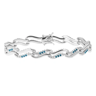 Vir Jewels 1/2 Cttw Blue Diamond Tennis Bracelet .925 Sterling Silver With Rhodium Infinity