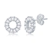 SIMONA STERLING SILVER OPEN CIRCLE BAGUETTE CZ STUD EARRINGS