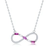 Simona Sterling Silver Baguette Cz Infinity Necklace In Pink