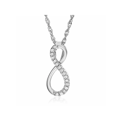Vir Jewels 1/10 Cttw Diamond Infinity Pendant In 10k White Gold With 18 Inch Chain 1/2 Inch In Silver