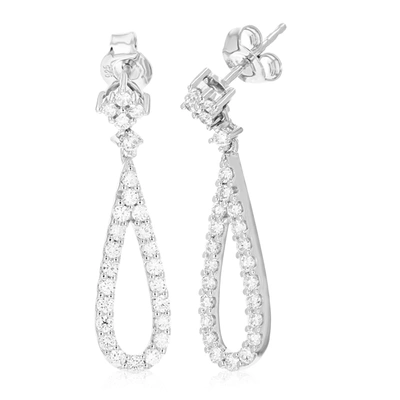 Vir Jewels 1 Cttw Round Lab Grown Diamond Dangle Earrings .925 Sterling Silver Prong Set 1 Inch In Grey