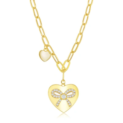 Simona Sterling Silver Double Oval Cz Necklace - Gold Plated