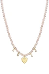 Eye Candy La Rose Quartz Locket Beaded Necklace In Pink