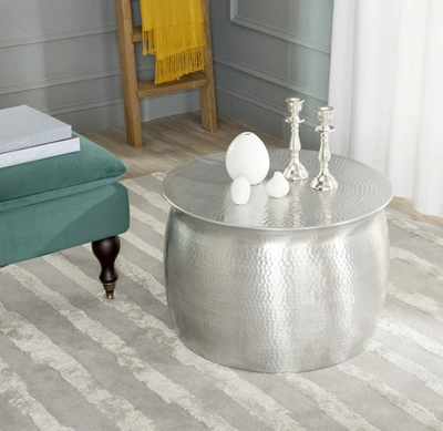 Safavieh Aztec Hammered Metal Table Stool In Silver