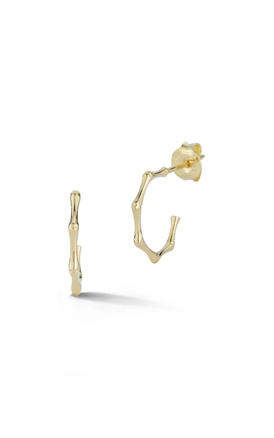 Ember Fine Jewelry 14k Gold Bamboo Shaped Hoop Earrings In White
