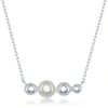 Simona Sterling Silver Fwp & Beaded Bar Necklace In Silver