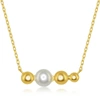 Simona Sterling Silver Fwp & Beaded Bar Necklace In Gold