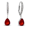 Genevive Sterling Silver Ruby Cubic Zirconia Dangling Earrings In Silver