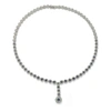Suzy Levian Sterling Silver Round-cut Y-shaped Blue Sapphire & Diamond Accent Necklace In Blue