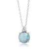 Nicole Miller Platinum Overlay Over Sterling Silver Round Gemstone Pendant Necklace With Cz Accents On 18 Inch Adj