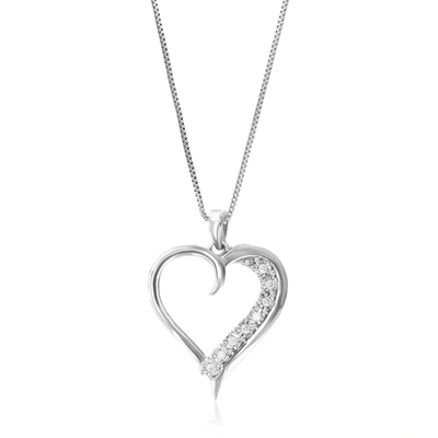 Vir Jewels 1/14 Cttw Round Cut 8 Stones Lab Grown Diamond Heart Pendant Necklace .925 Sterling Silver 3/4 Inch In Grey