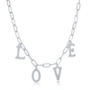 Simona Sterling Silver Cz 'love' Paperclip Necklace In Silver