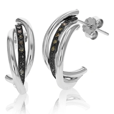 Vir Jewels 1/10 Cttw Champagne Diamond Hoop Earrings .925 Sterling Silver With Rhodium
