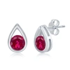 Simona Sterling Silver Pearshaped Earrings W/round 'july Birthstone' Studs - Ruby In Red