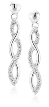 Vir Jewels 1/4 Cttw Diamond Infinity Dangle Earrings 10k White Gold 1 Inch With Push Backs In Silver