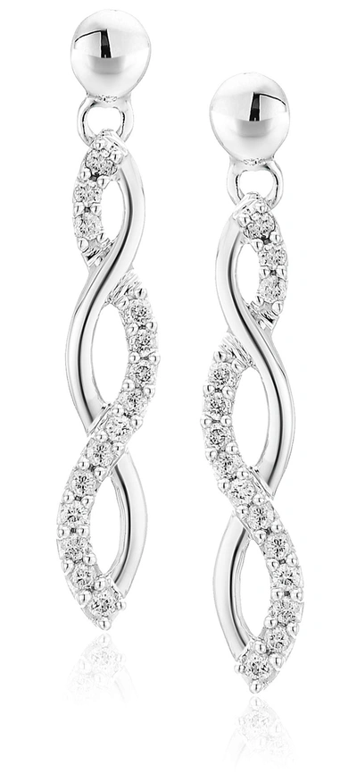 Vir Jewels 1/4 Cttw Diamond Infinity Dangle Earrings 10k White Gold 1 Inch With Push Backs In Silver