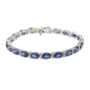 Suzy Levian Sterling Silver Oval-cut Blue Sapphire & Diamond Accent Tennis Bracelet In Blue