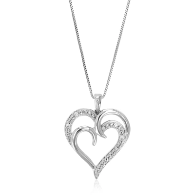 Vir Jewels 1/20 Cttw Round Cut 5 Stones Lab Grown Diamond Heart Pendant Necklace .925 Sterling Silver 3/4 Inch