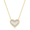 Simona Sterling Silver Round And Baguette Cz Heart Necklace In Silver