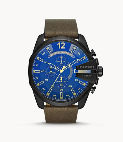 Diesel Men's Mega Chief Chronograph, Black-tone Stainless Steel Watch In Blue