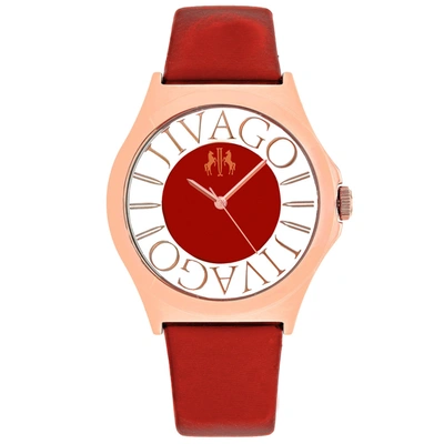 Jivago Women's Pink Dial Watch In Red   / Gold Tone / Pink / Rose / Rose Gold Tone