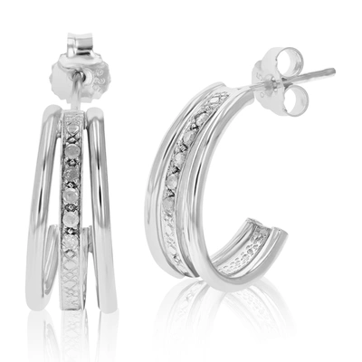 Vir Jewels 1/10 Cttw Diamond Hoop Earrings .925 Sterling Silver With Rhodium Plating