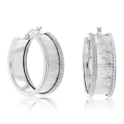 Vir Jewels 1/4 Cttw Diamond Hoop Earrings .925 Sterling Silver With Rhodium Plating 1 Inch