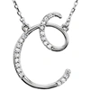 Pompeii3 1/4ct Diamond "c" Initial Pendant 18" Necklace 14k White Gold In Silver