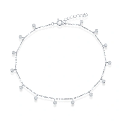 Simona Bezel Cz Charms Anklet In Silver