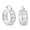 VIR JEWELS 1/20 CTTW DIAMOND HOOP EARRINGS BRASS WITH RHODIUM PLATING CLOVER 1/2 INCH