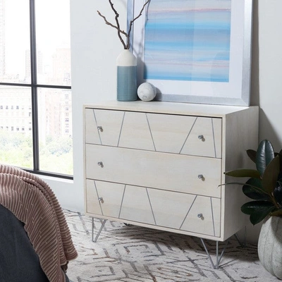 Safavieh Marigold Silver 3 Drawer Chest In White