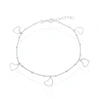 Simona Sterling Silver Dangling Open Heart Anklet In White