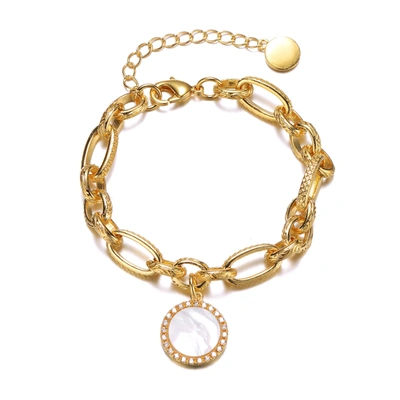 Rachel Glauber 14k Gold Colored Cubic Zirconia Chain Bracelet