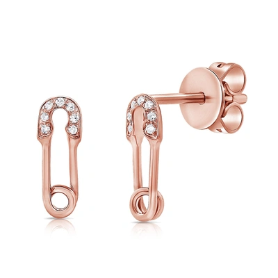 Sabrina Designs 14k Rose Gold Diamond Safety Pin Earrings In Multi