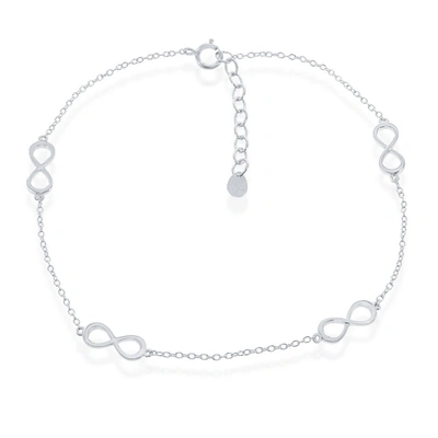 Simona Sterling Silver Infinity Anklet In White