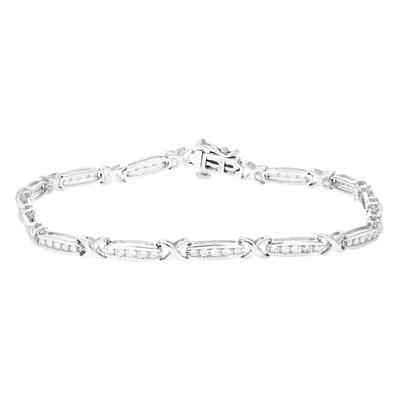 Vir Jewels 1 Cttw Round Lab Grown Diamond Tennis Bracelet .925 Sterling Silver Channel Set In Grey