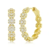 Simona Cz Flower Hoop Earrings In Gold