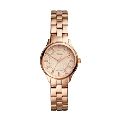Fossil Women's Modern Sophisticate Three Hand Rose Gold Tone Stainless Steel Watch 30mm In Pink