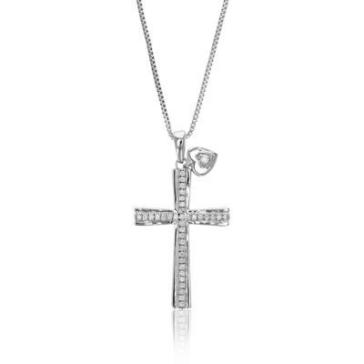 Vir Jewels 1/6 Cttw Lab Grown Diamond Cross Pendant Necklace .925 Sterling Silver 1 1/4 Inch With 18 Inch Chain