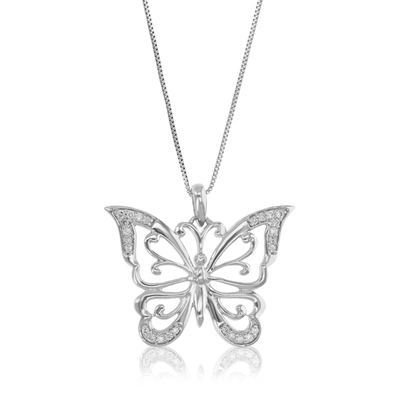 Vir Jewels 1/10 Cttw Lab Grown Diamond Butterfly Pendant Necklace .925 Sterling Silver With 18 Inch Chain 2/3 I